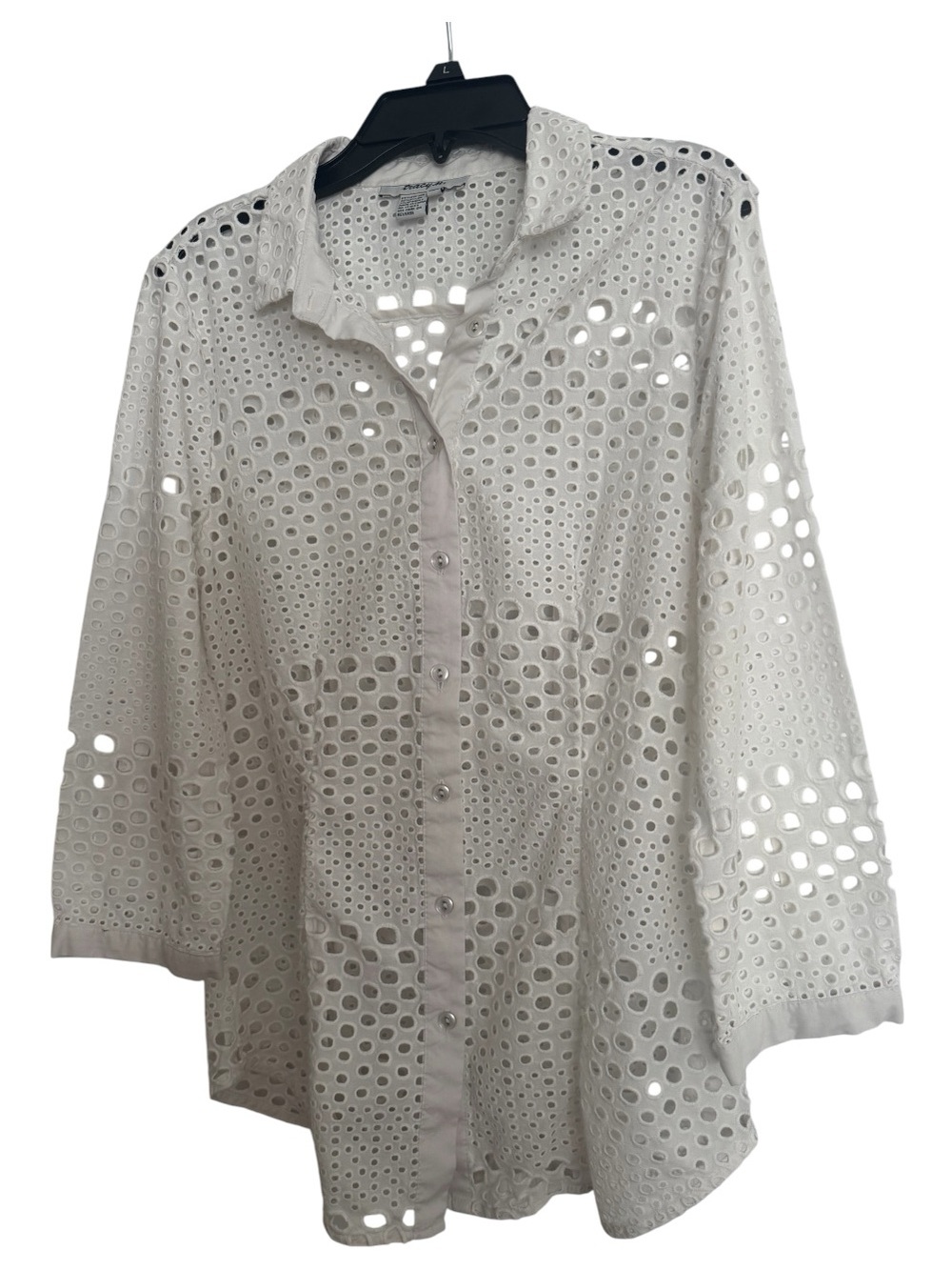 Tracy M. Eyelet Button-Front Shirt - White
